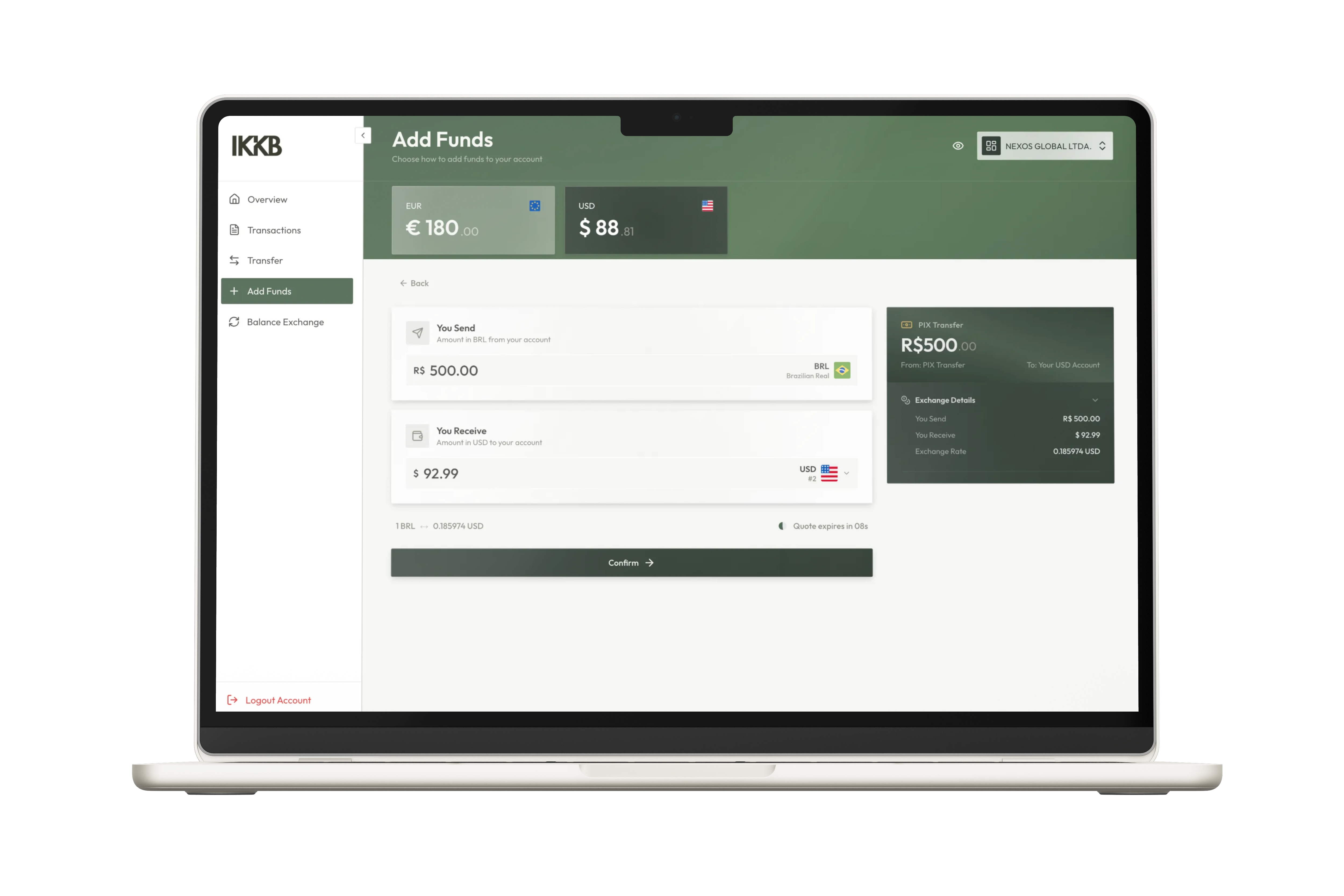 Dashboard mockup